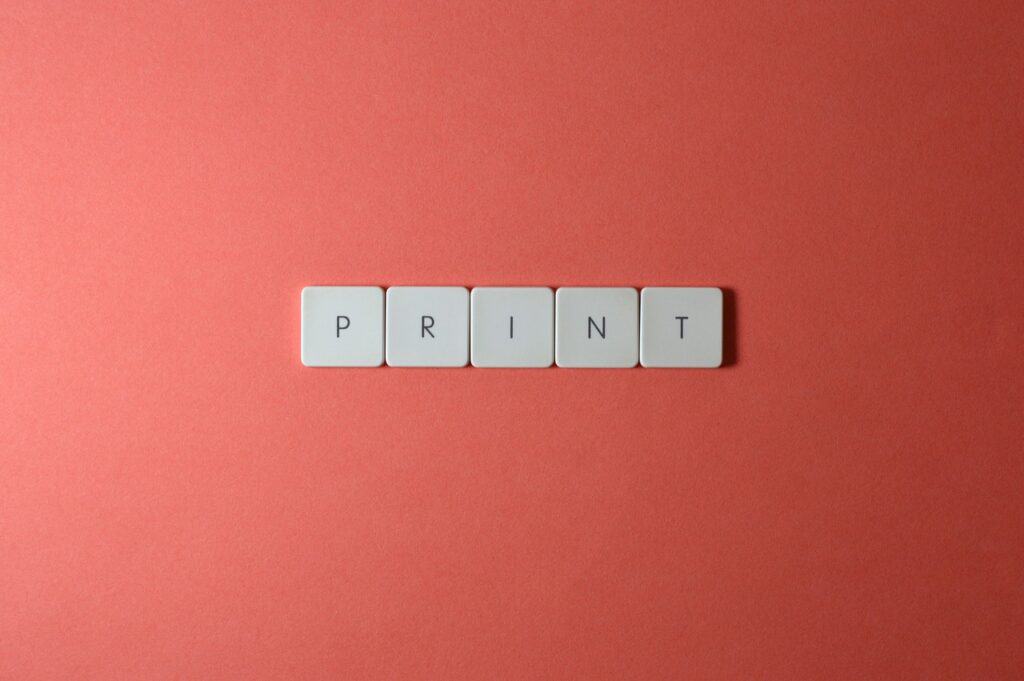 ułożony napis print